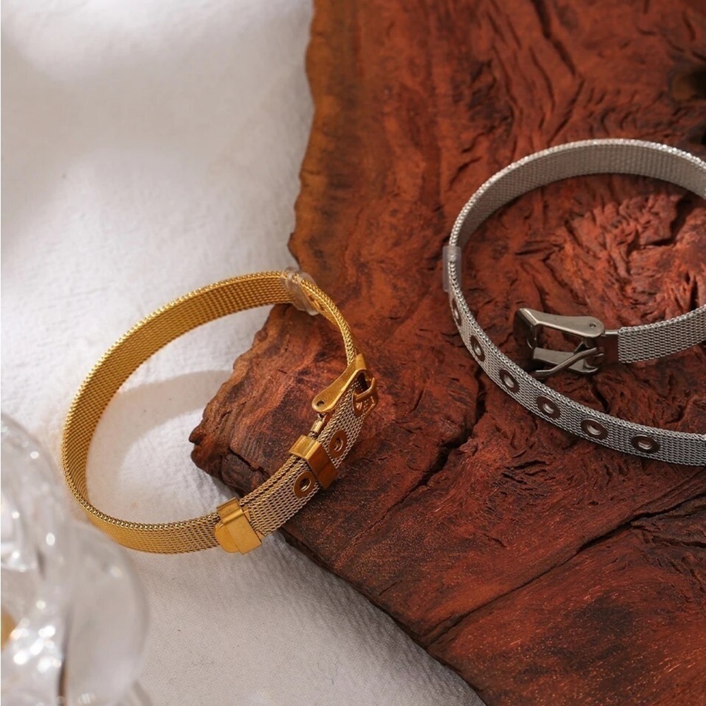 New Silver Plated Mesh Belt Buckle Bracelet